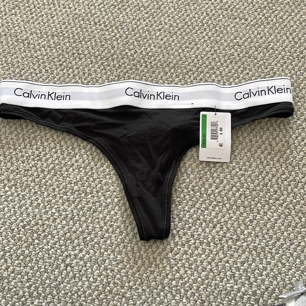 Calvin Klein black and white thong
